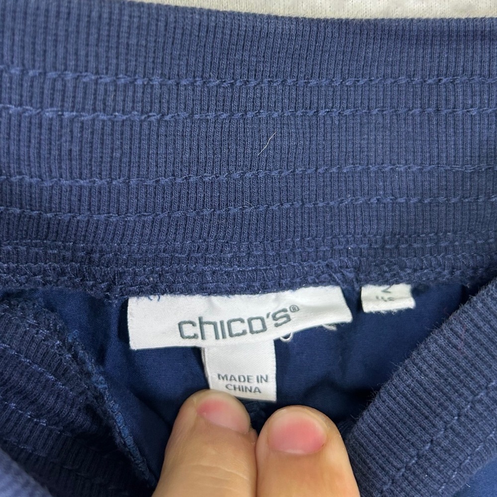 Coastal Grandma Chico's Women 12 Blue Wide Leg Pull On Cropped Pants - Picture 3 of 12